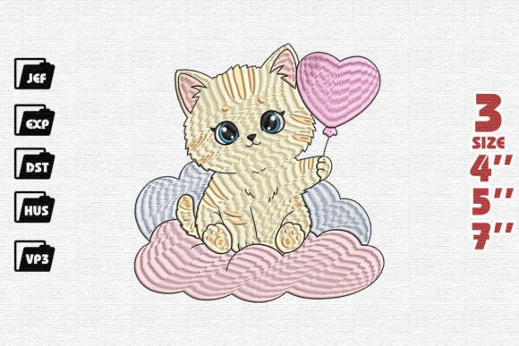 Cute Kitten Balloon Embroidery Design Review