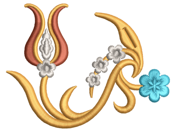 Ottoman Curved Tulip Floral Embroidery Design Review