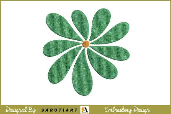 Retro Teal Daisy Embroidery