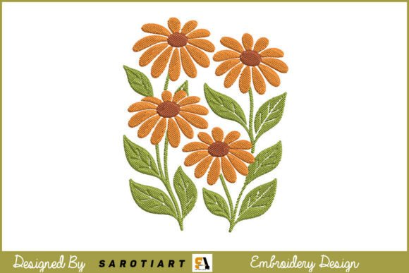 Sunflower Design Embroidery Color Flower